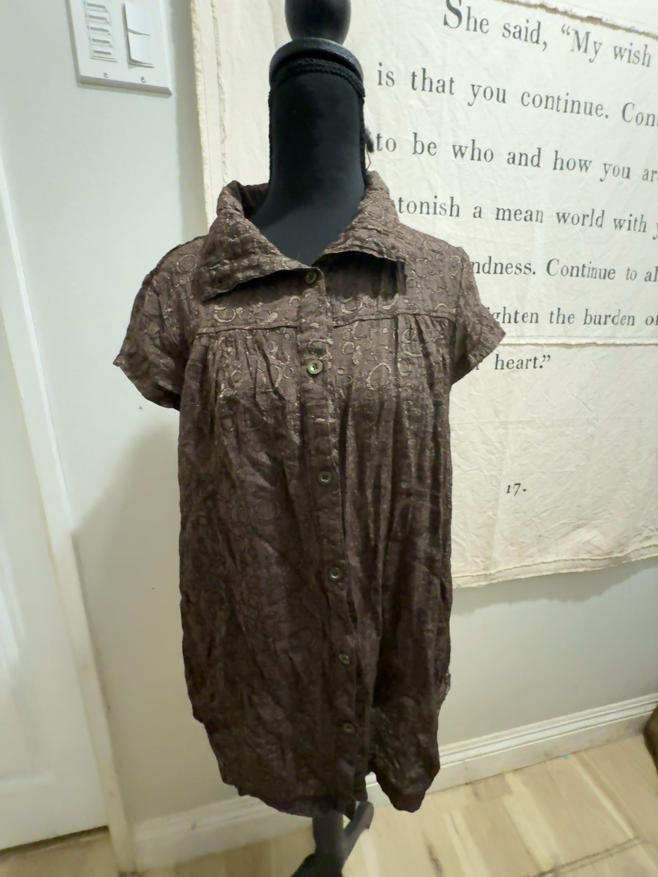 Short Sleeve Smock Shirt Chocolate Brown