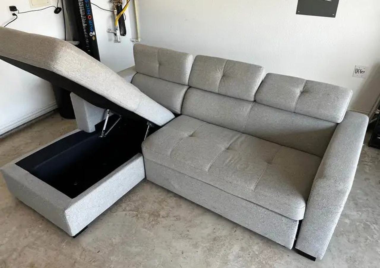 L-Shaped Sleeper Sofa with Storage Chaise