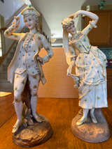 Vintage Porcelain Courting Couple Figurines - Image 1