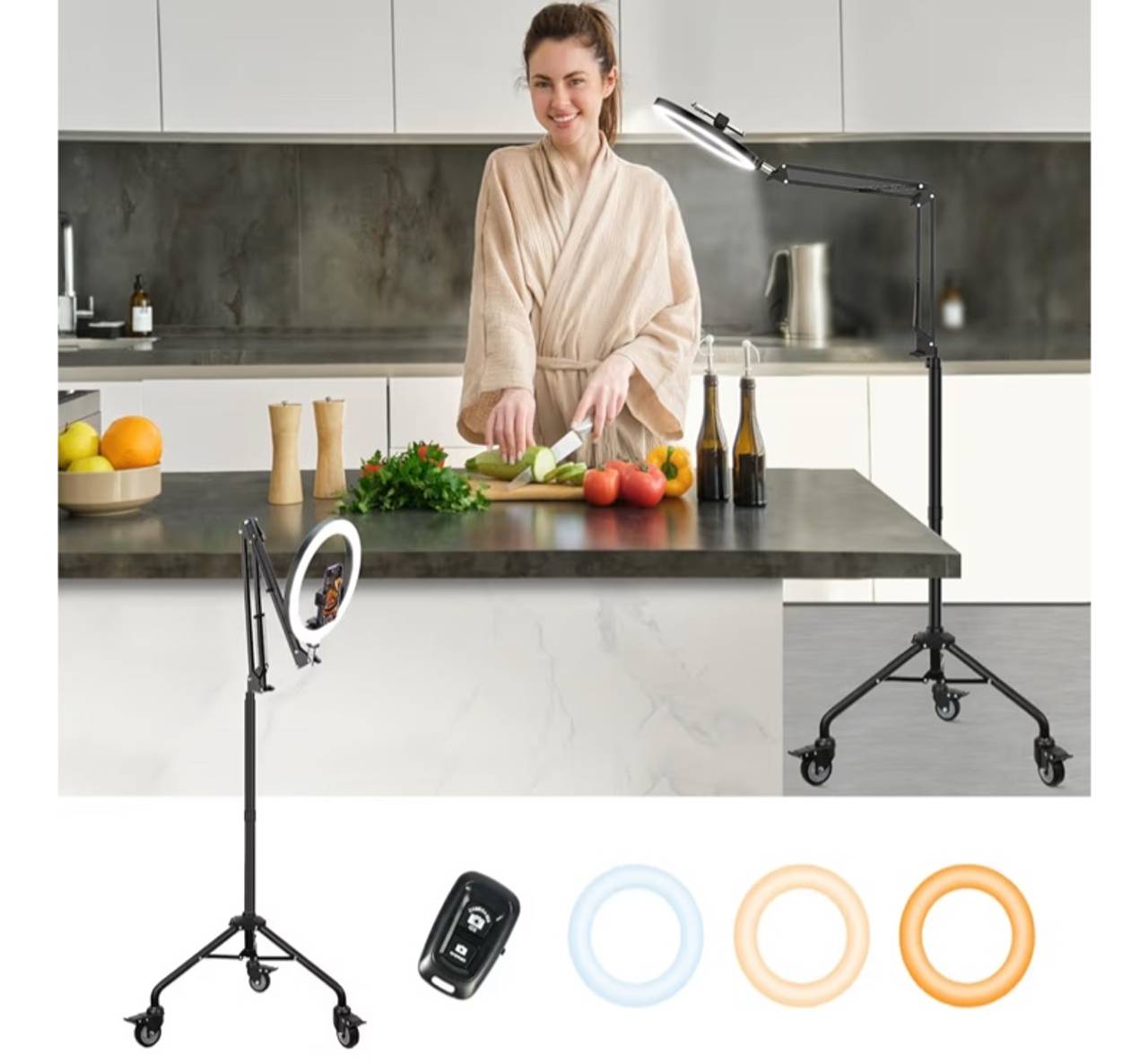 LUXSURE Ring Light Tripod for iPhone, Camera Mount Without Bluetooth Remote