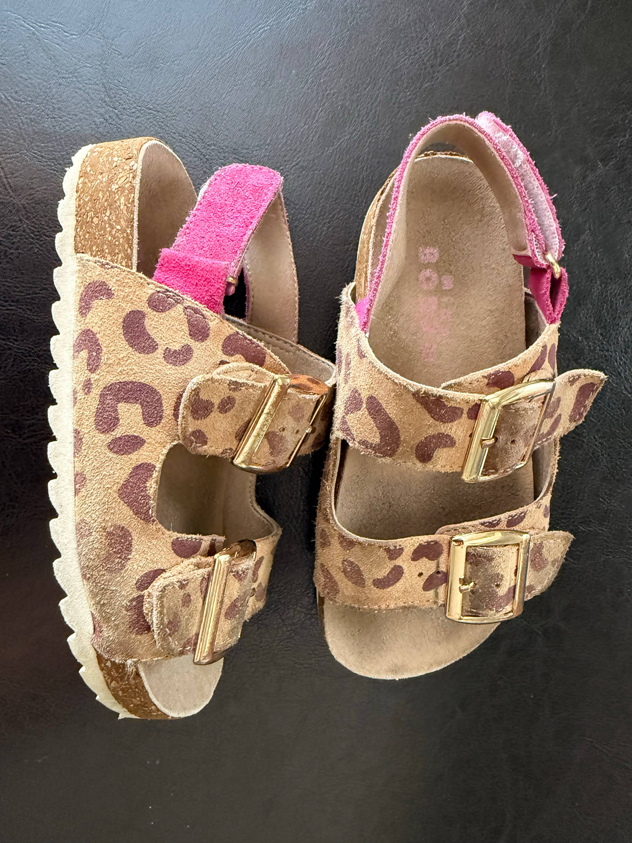 Mini Boden Pink Leopard Print Sandals Size 27