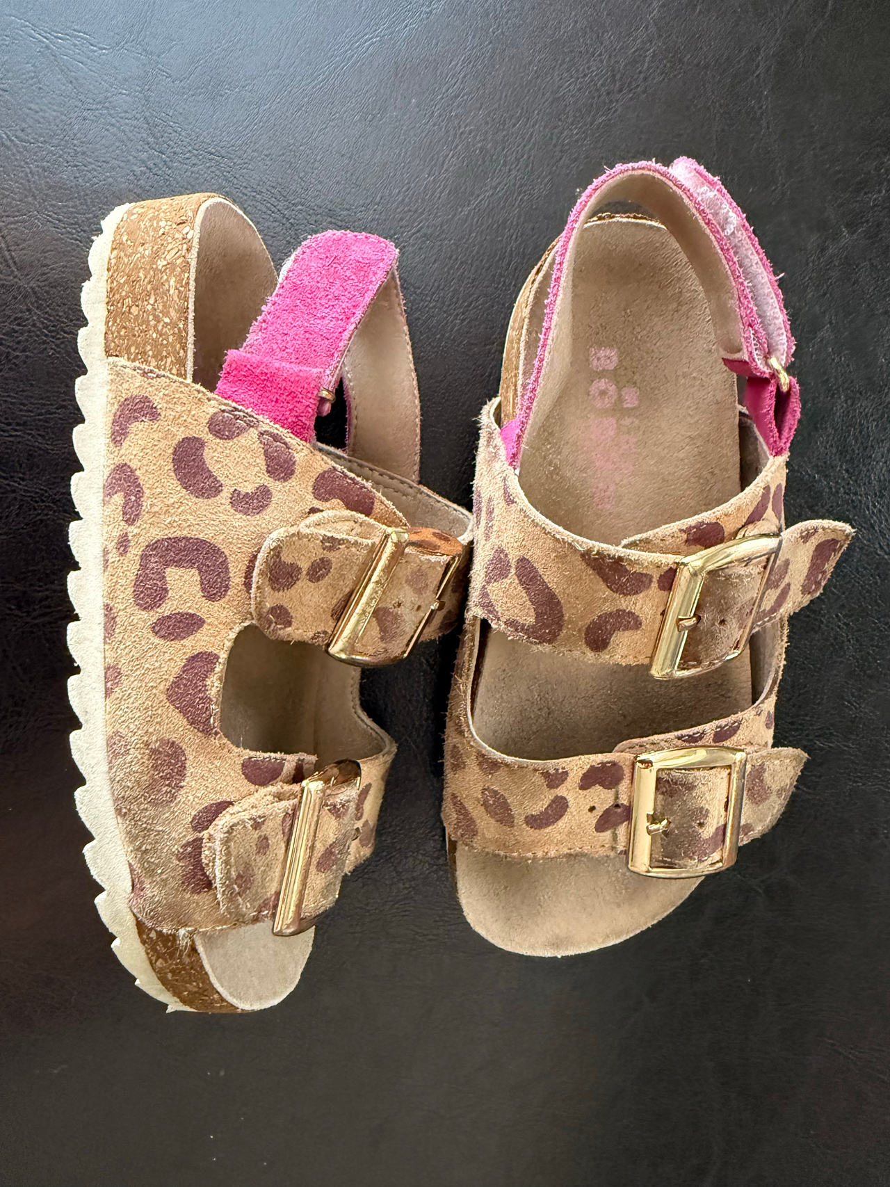 Mini Boden Pink Leopard Print Sandals Size 27