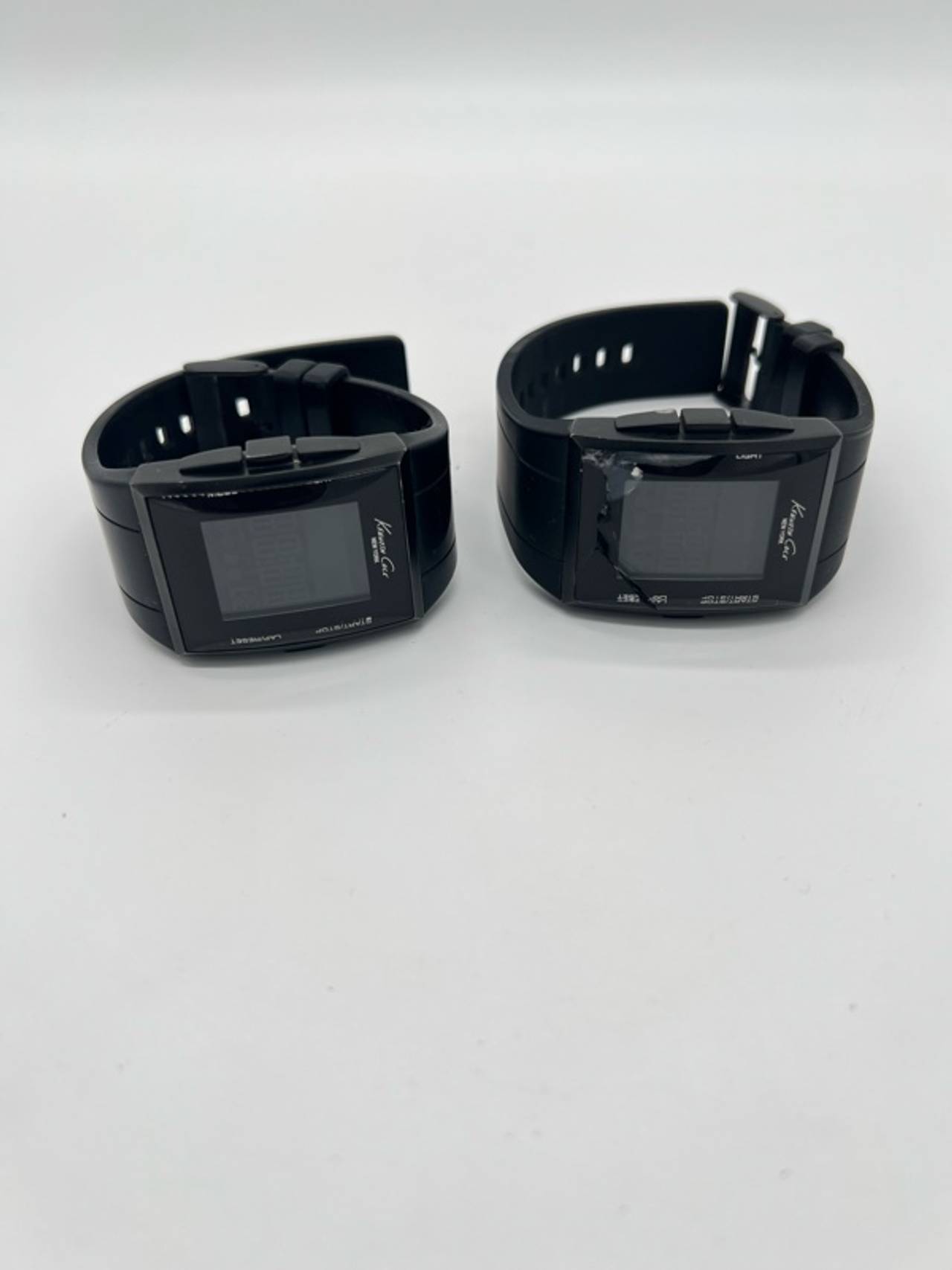 2 Kenneth Cole KC1342 Digital Black Leather Strap Watch