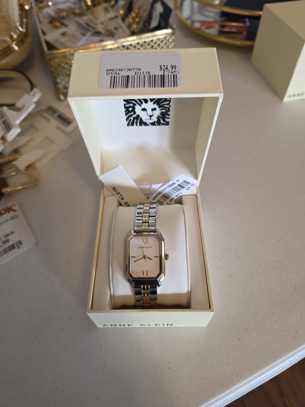 Anne Klein Two-Tone Rectangular Bracelet Watch