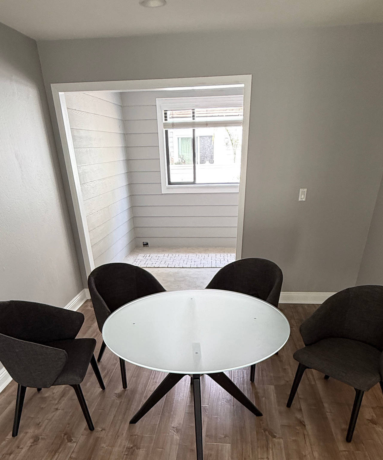 Modern Frosted Glass Dining Set with 4 Chairs