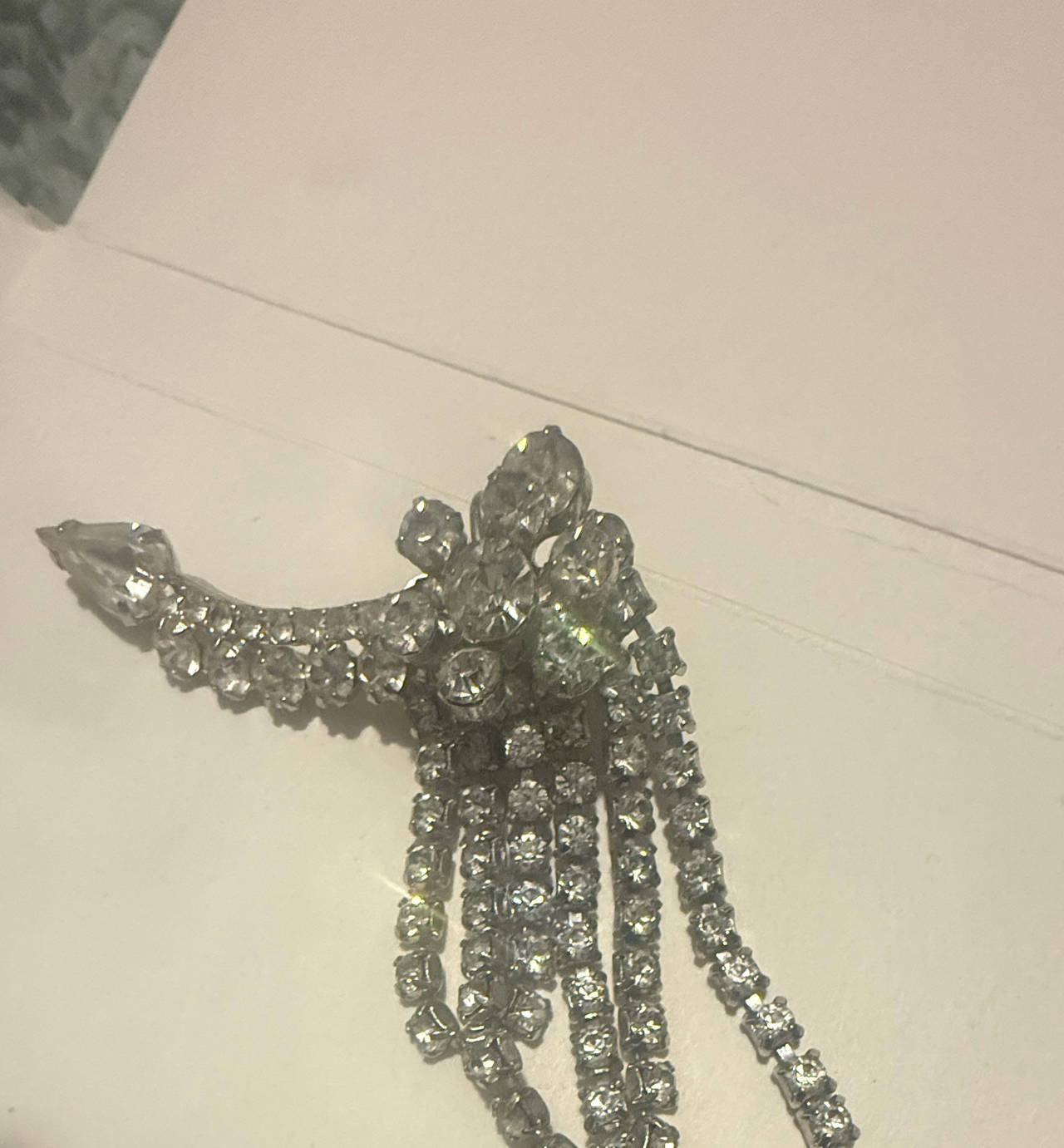 Vintage Rhinestone Waterfall Fringe Brooch