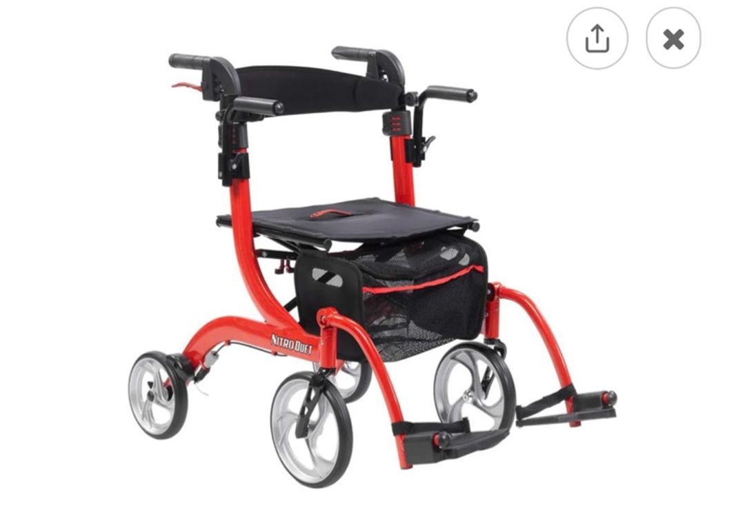 Drive Nitro Duet Rollator Scooter Transport  - Red