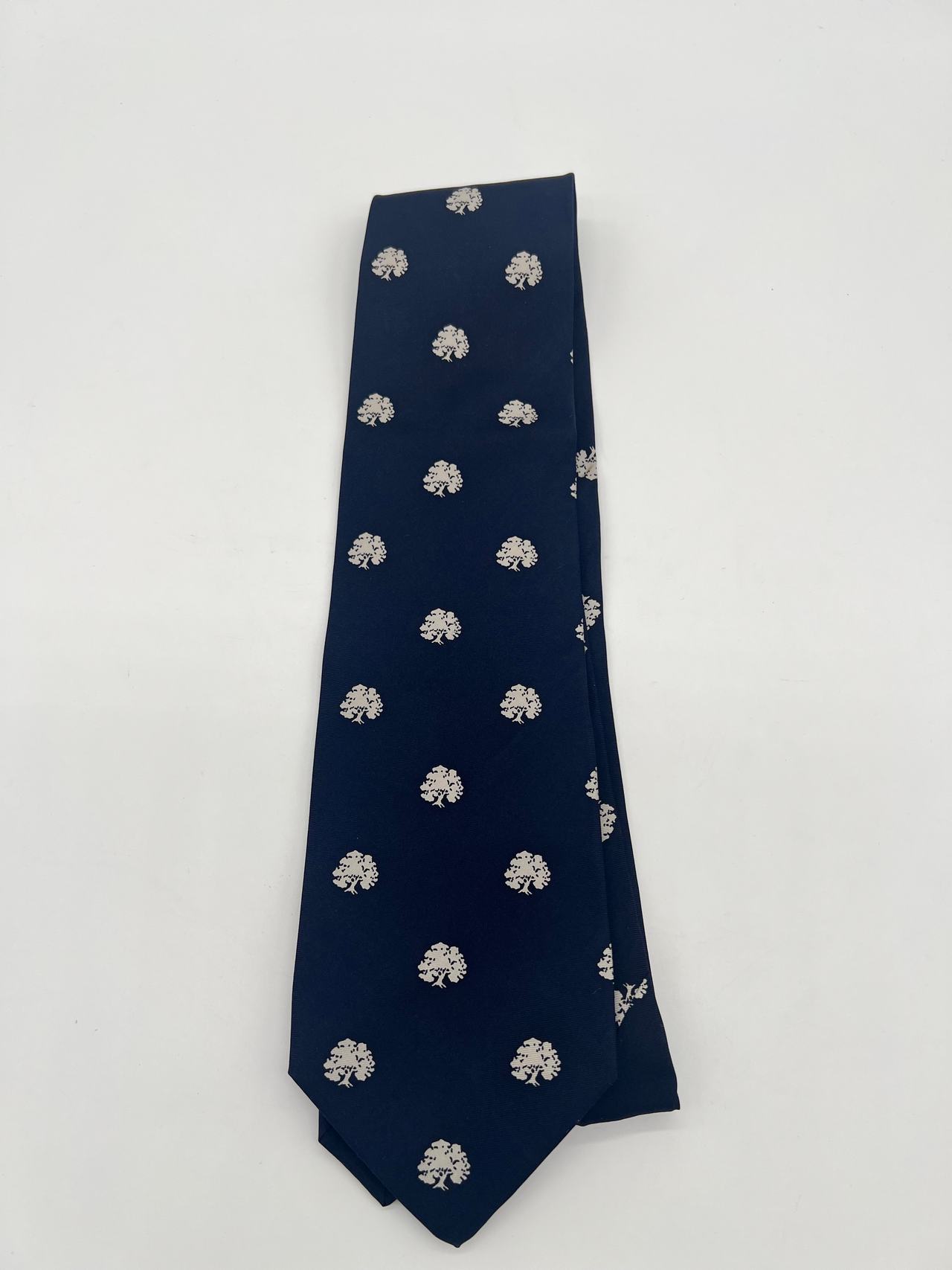 Vintage Menlo College Tie Navy Blue White Tree Logo 59”