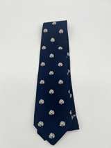 Vintage Menlo College Tie Navy Blue White Tree Logo 59” - Image 1