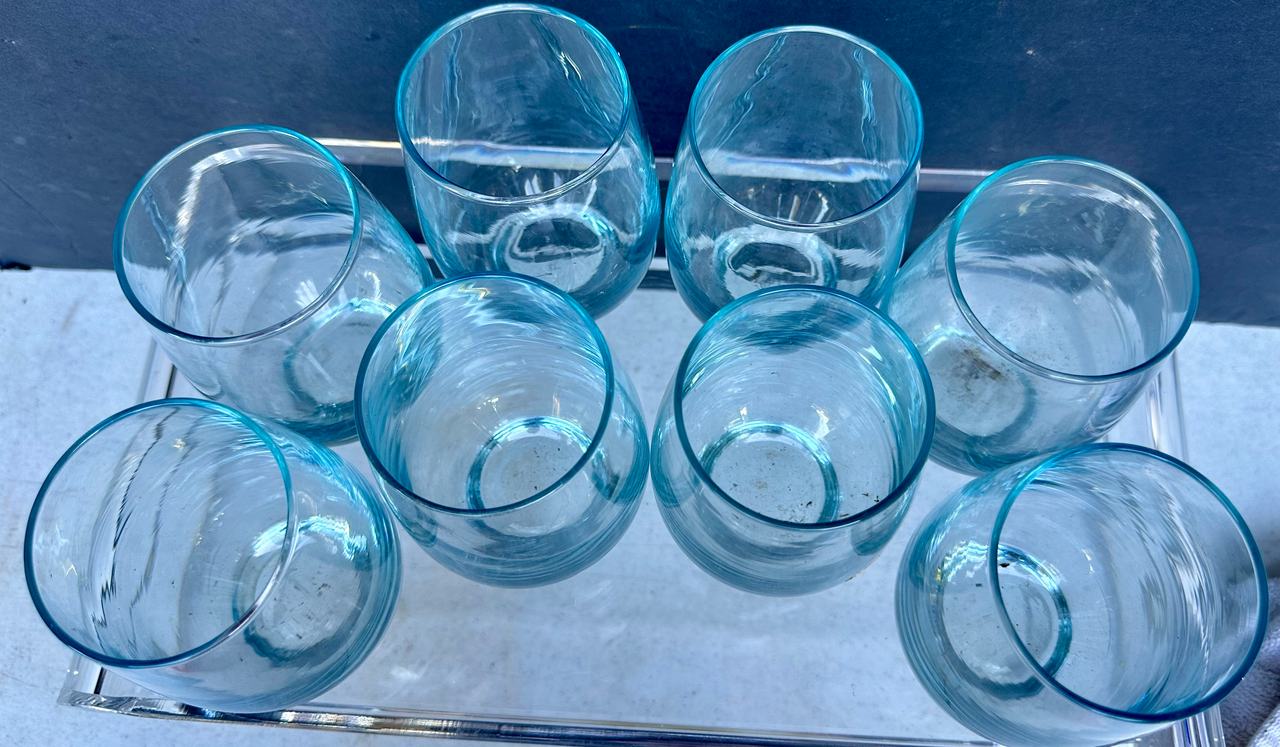 Libbey Aqua Blue Stemless Glasses
