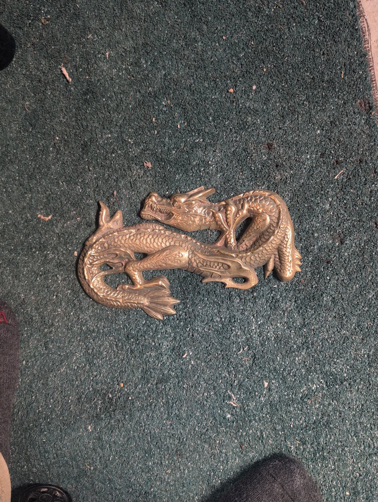 Vintage Brass Dragon Wall Hanging Decor