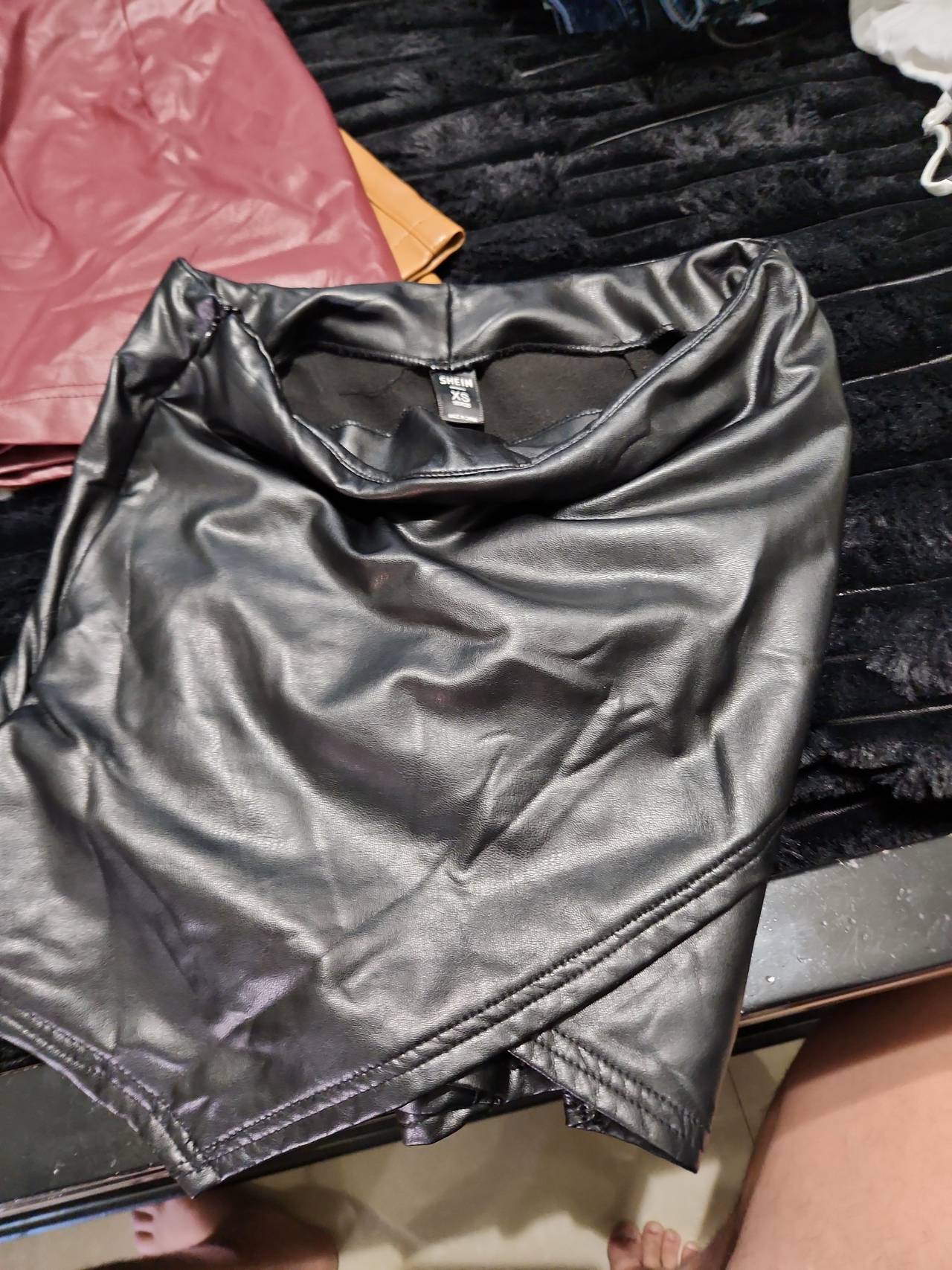 SHEIN Faux Leather Wrap Mini Skirt
