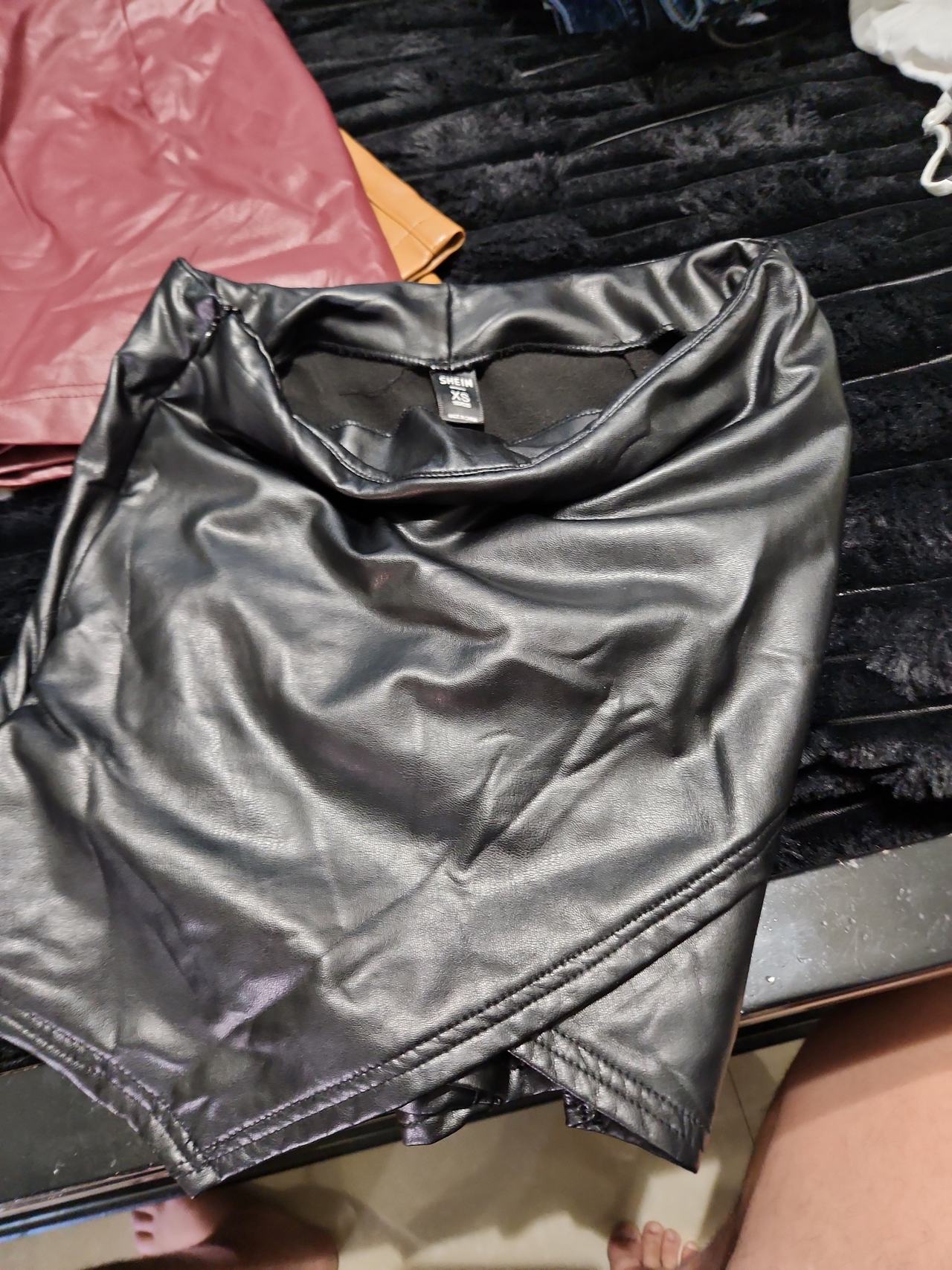 SHEIN Faux Leather Wrap Mini Skirt