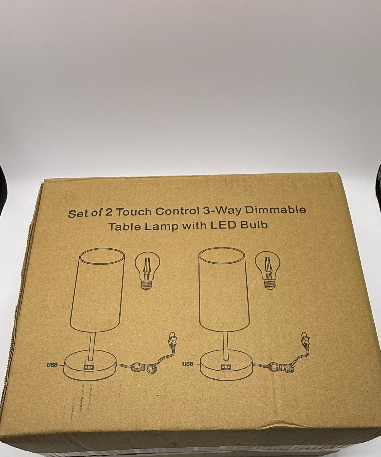 Set of 2 Touch Control 3-Way Dimmable Table Lamps with LED Bulbs