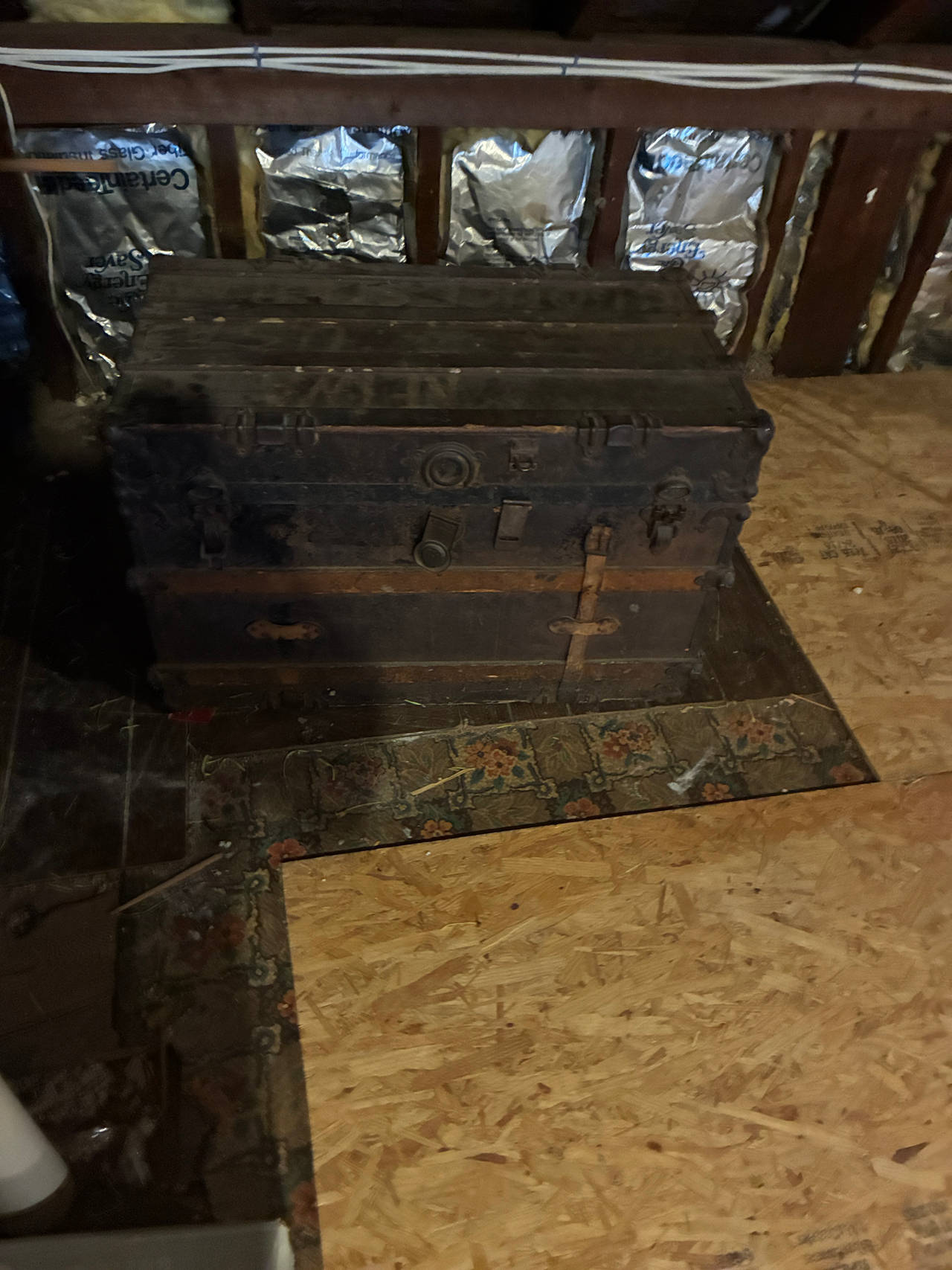 Antique Wood and Metal Steamer Trunk
