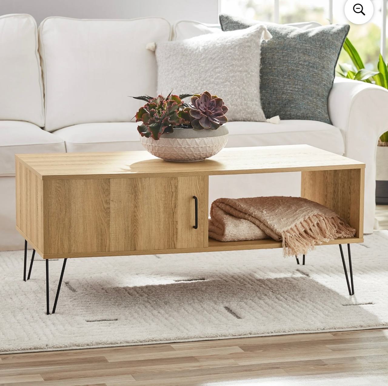 New Mainstays Modern Hairpin Rectangle Coffee Table Oak