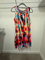 Sleeveless Multicolor Abstract Print Dress Size Large with Pockets! - Image 1