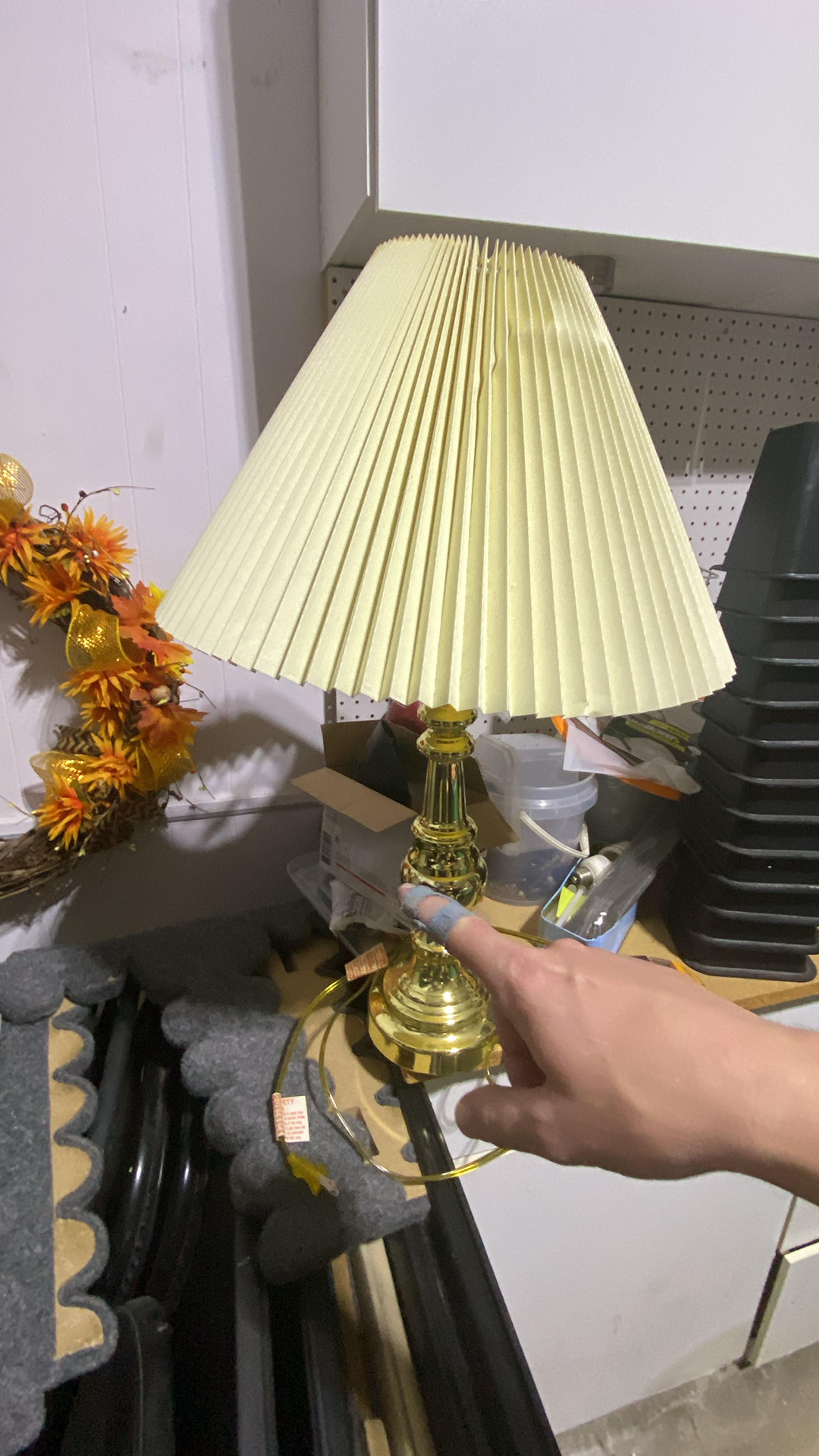 Brass Table Lamp with Pleated Shade