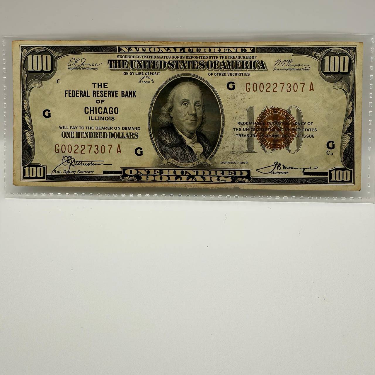 1929 $100 National Currency – Chicago FRB – Brown Seal – Vintage Bill – Nice Con