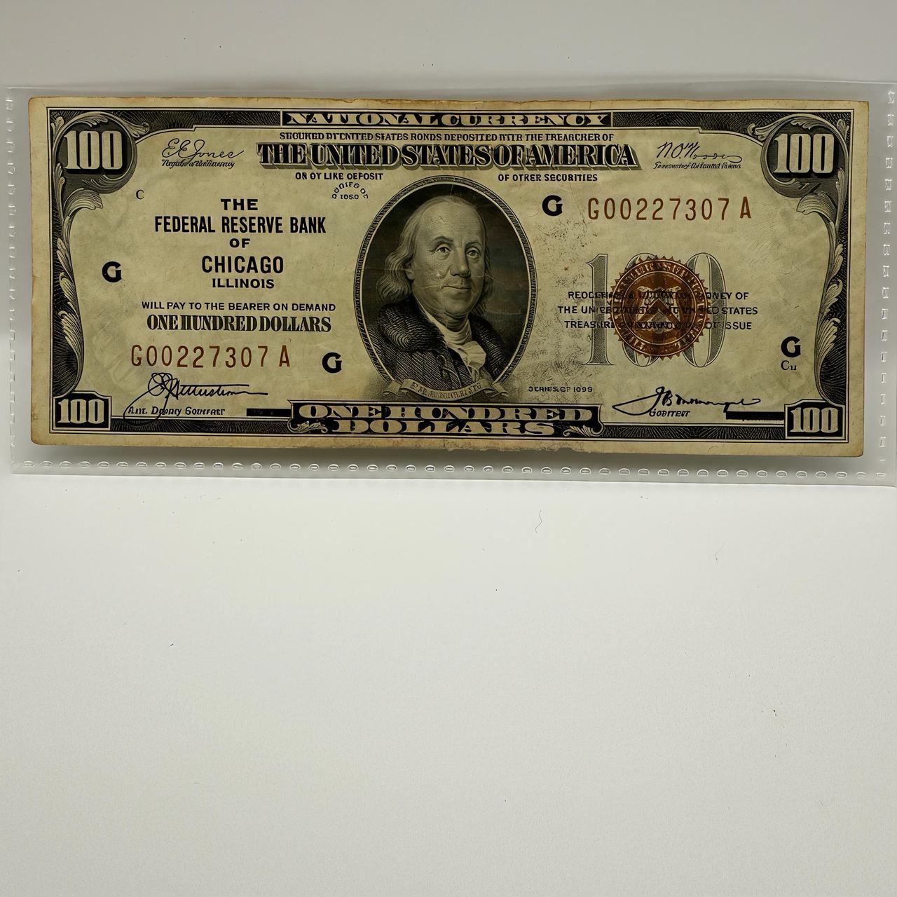 1929 $100 National Currency – Chicago FRB – Brown Seal – Vintage Bill – Nice Con