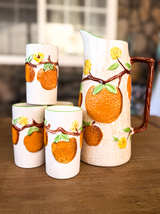 Vintage Ceramic Orange Blossom Pitcher and Tumbler Set - Image 3