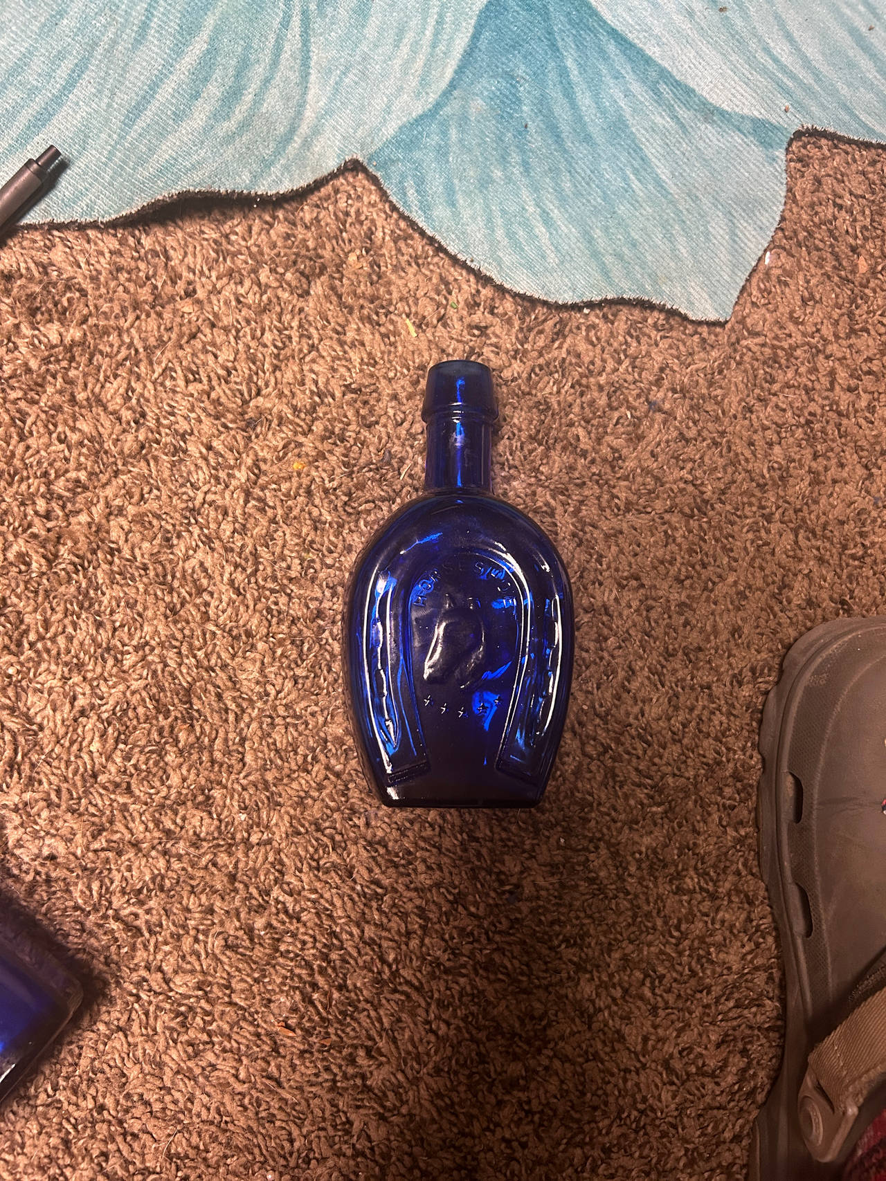 Warranted Flask Blue Glass Bottle
