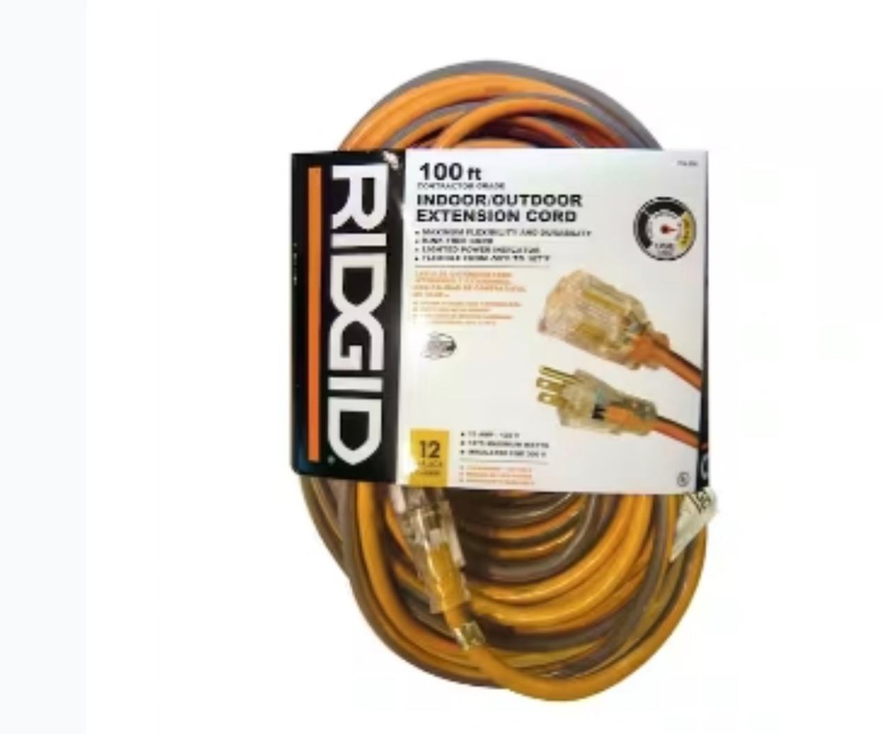 RIDGID 100 ft. 12/3 Contractor-Grade Extension Cord