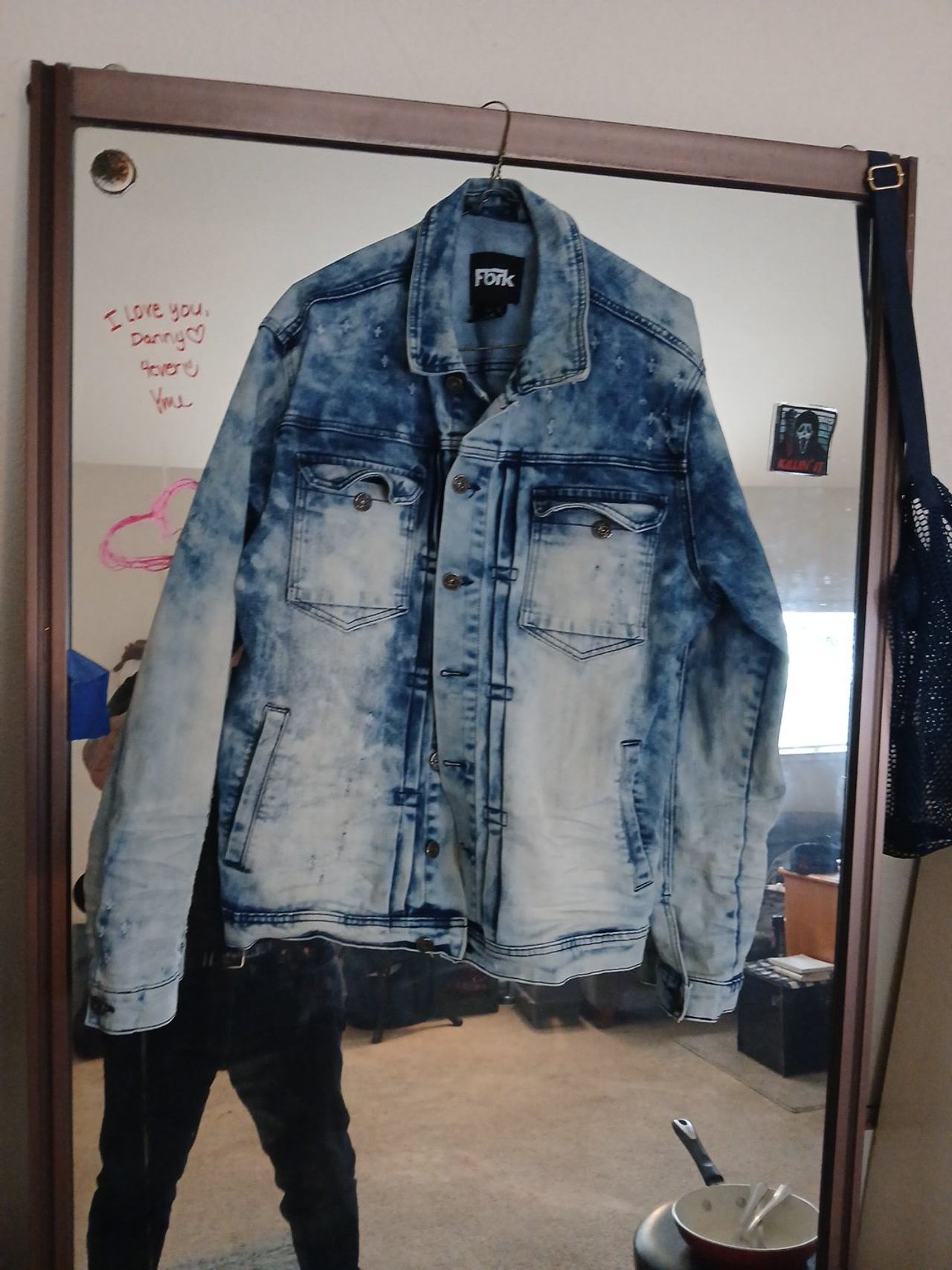 Fork Acid Wash Distressed Denim Jacket