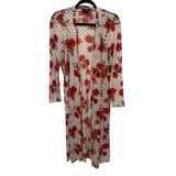 Objec Floral cover up Cardigan one size white with red roses and black polka dot - Image 1