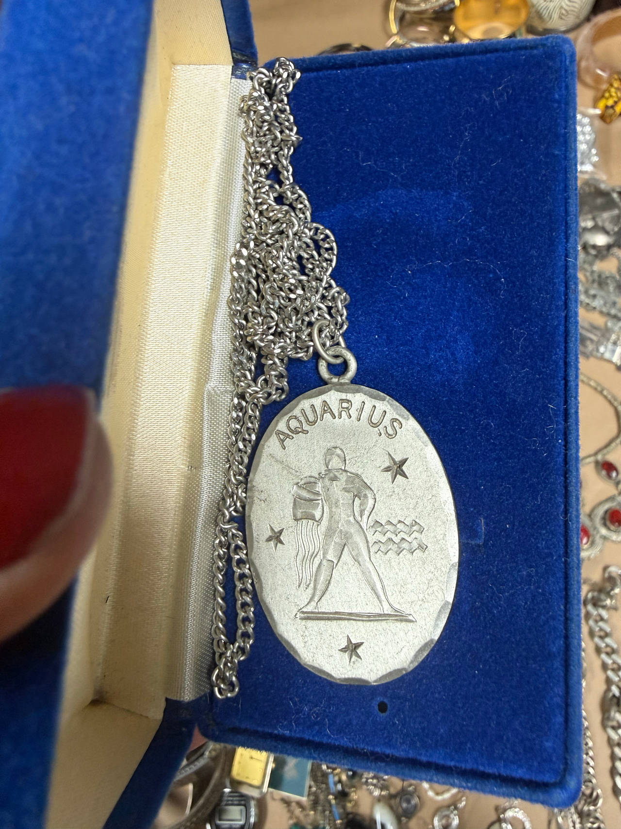 Vintage Aquarius Zodiac Pendant Necklace