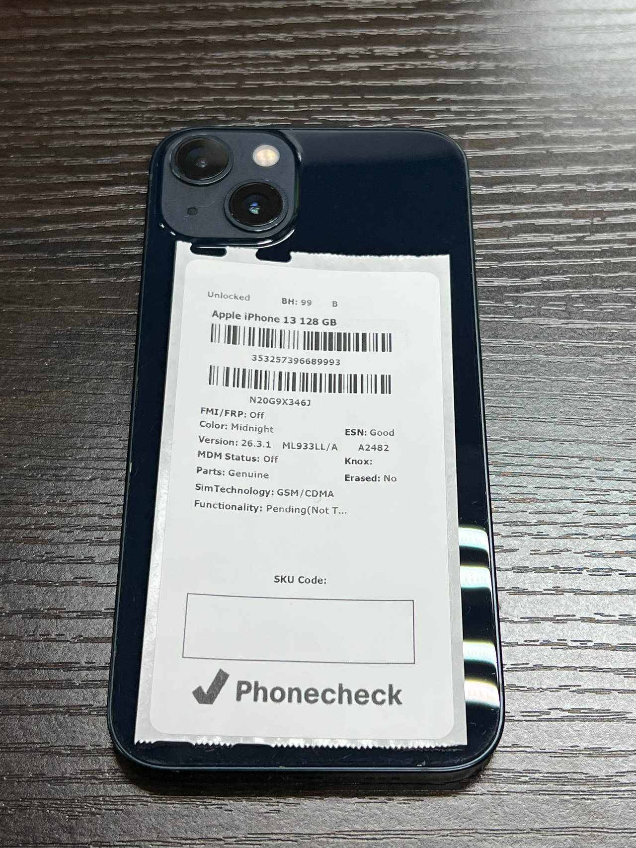 Apple iPhone 13 128GB Midnight Unlocked - 99% Battery Health