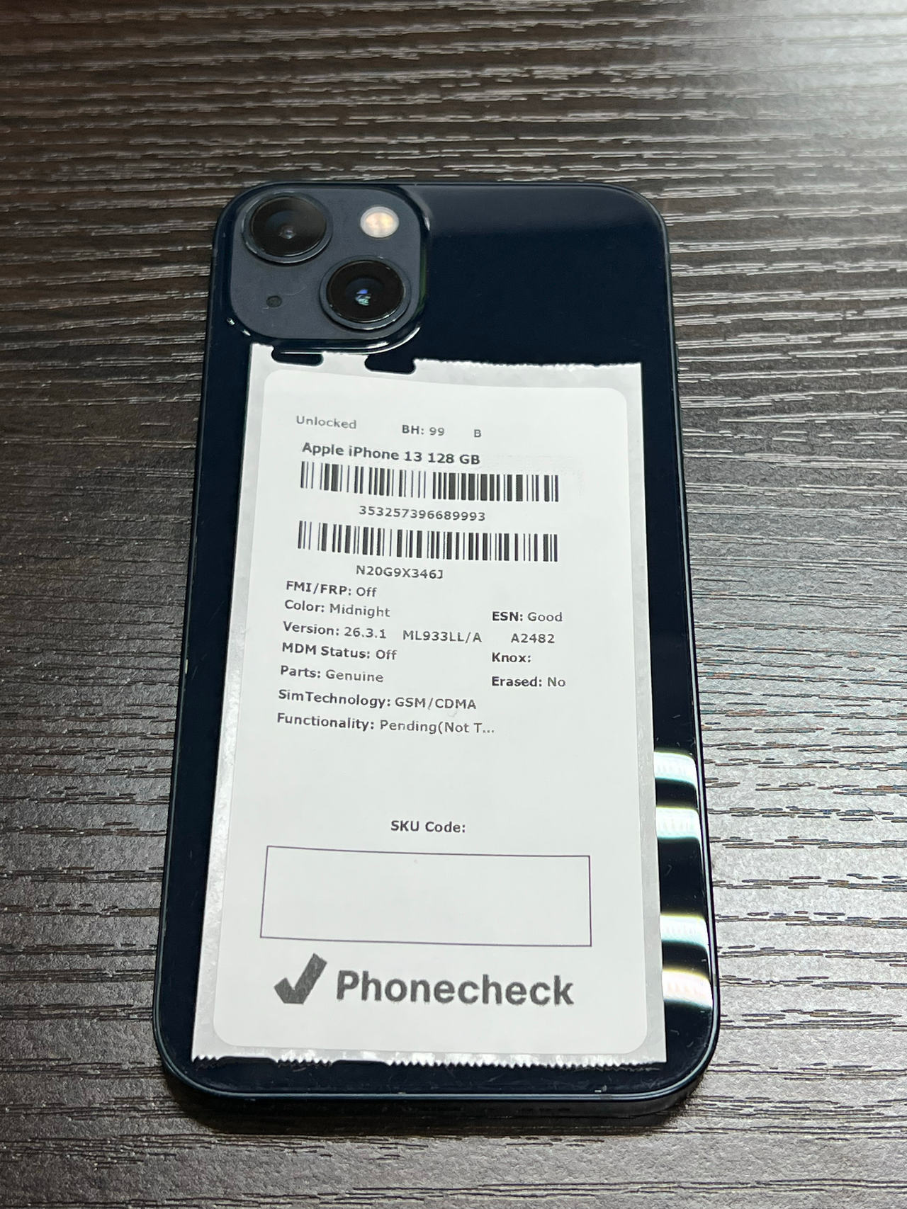 Apple iPhone 13 128GB Midnight Unlocked - 99% Battery Health