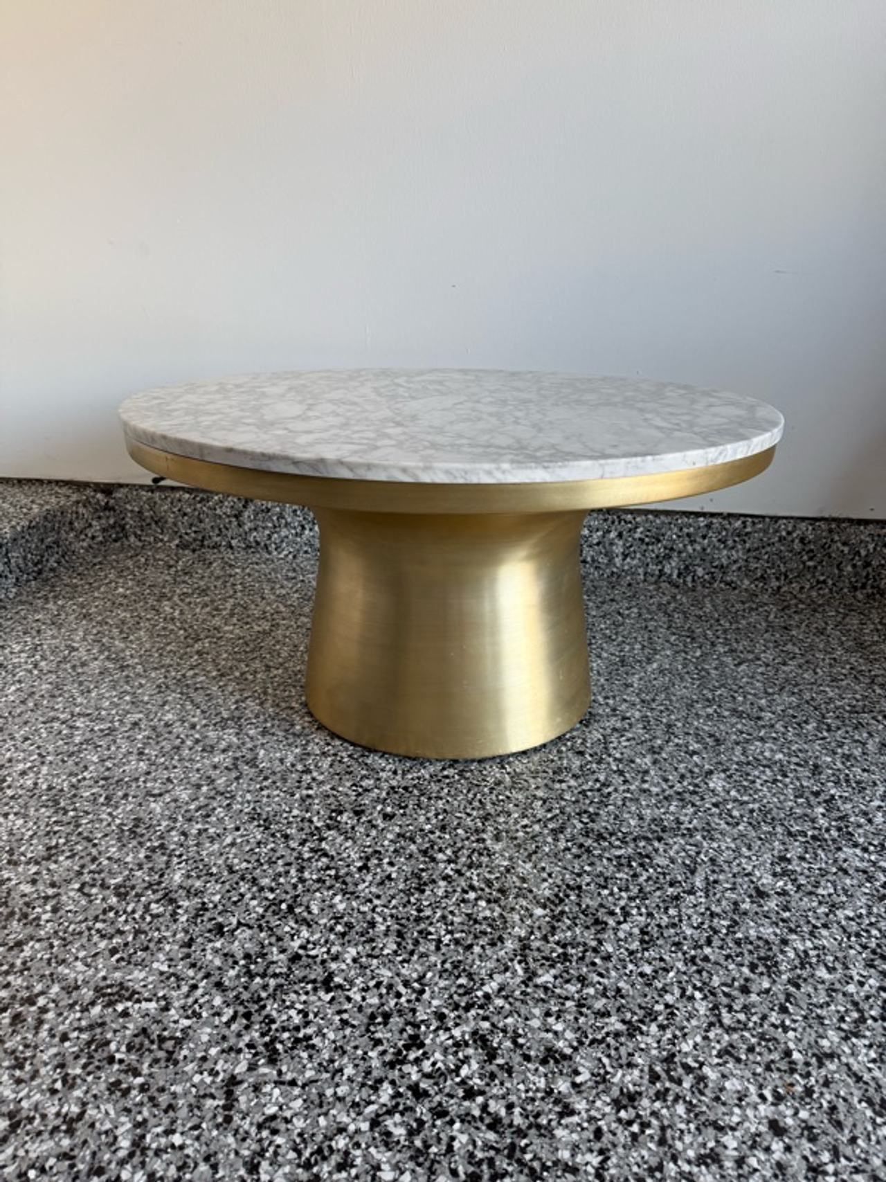 West Elm Marble Topped Pedestal Coffee Table