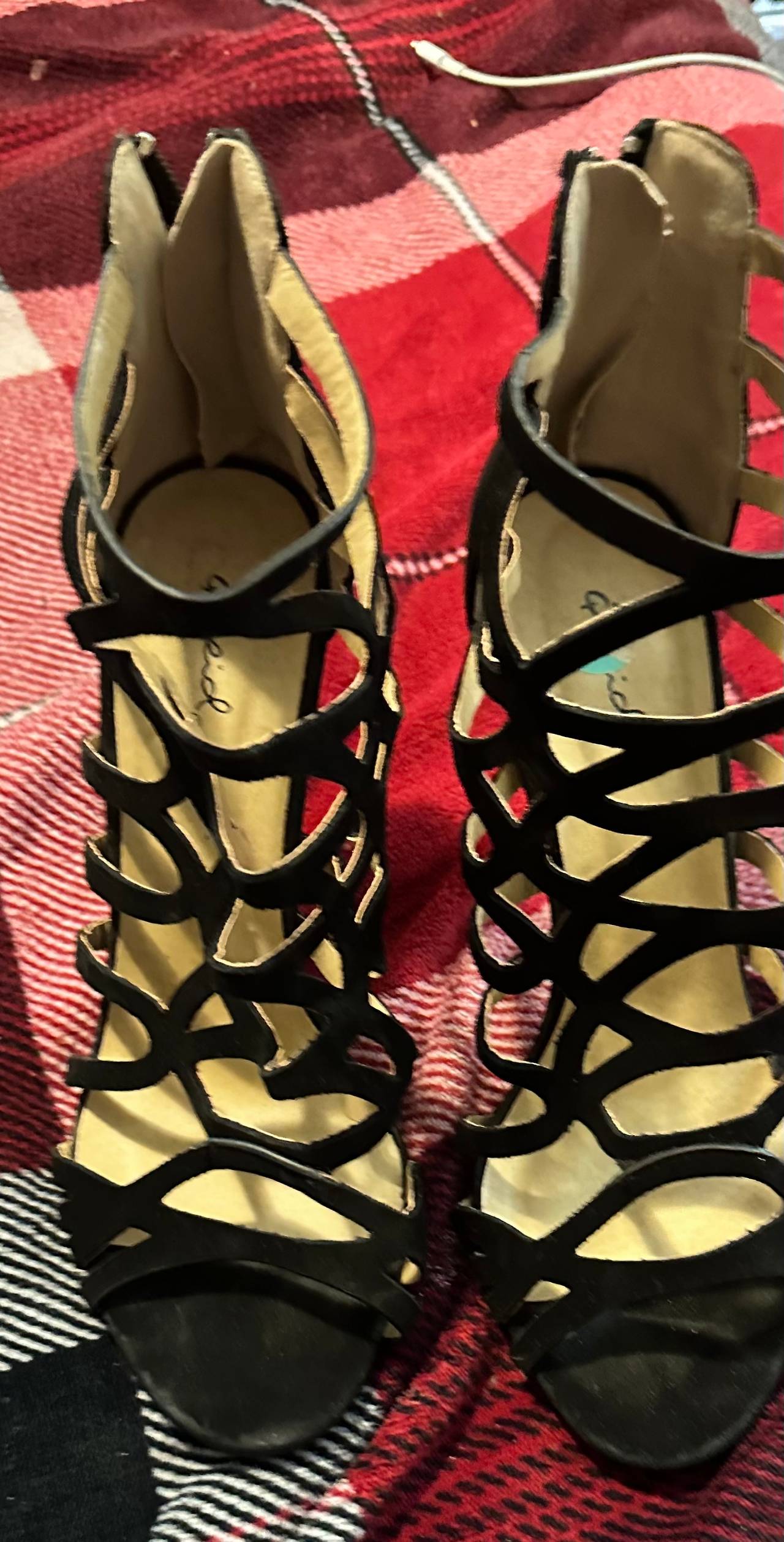 Qupid Strappy Cage Gladiator Heels