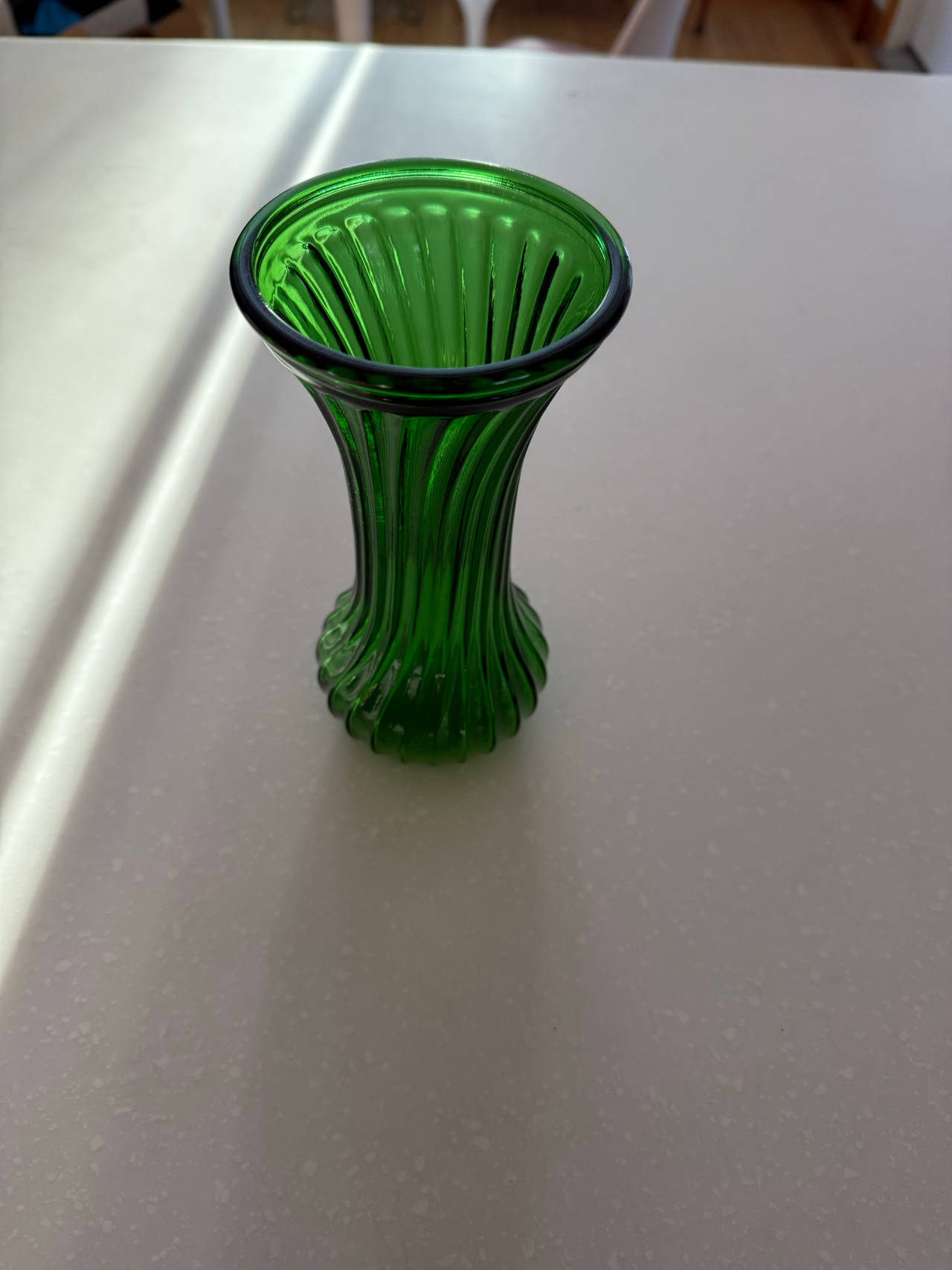 Anchor Hocking Emerald Green Ribbed Glass Vase