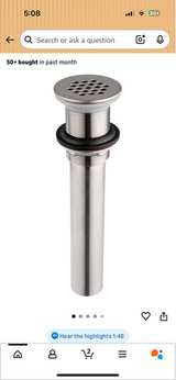 Grid Drain Strainer Assembly Without Overflow for Bathroom Sink, C.O. Plug Grid - Image 1