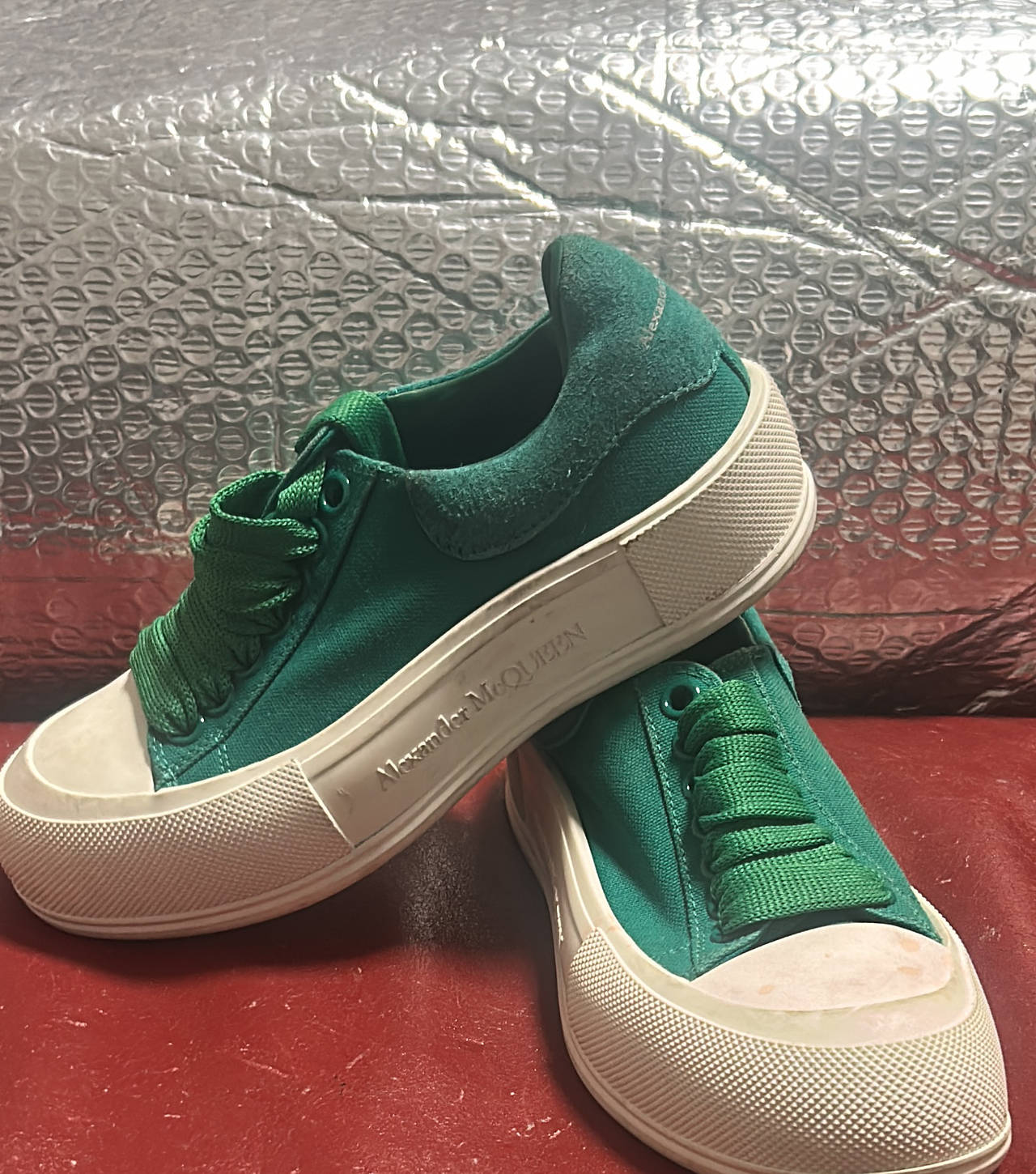 Alexander McQueen Green Canvas Deck Plimsoll Sneakers