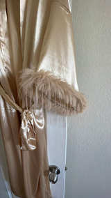 Satin Feather Trim Robe - Image 2