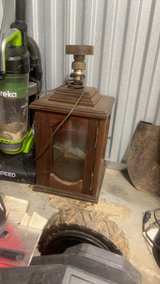 Antique Wooden Candle Lantern with Glass, 12.5" - Image 1