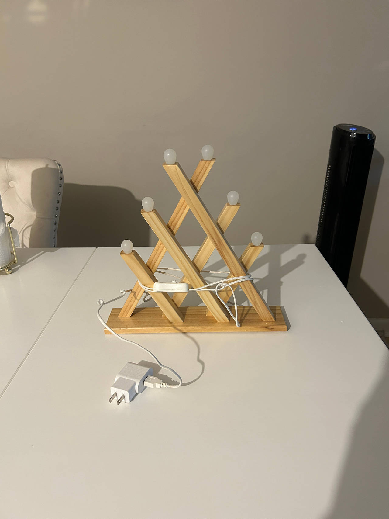 Wooden Geometric LED Table Lamp