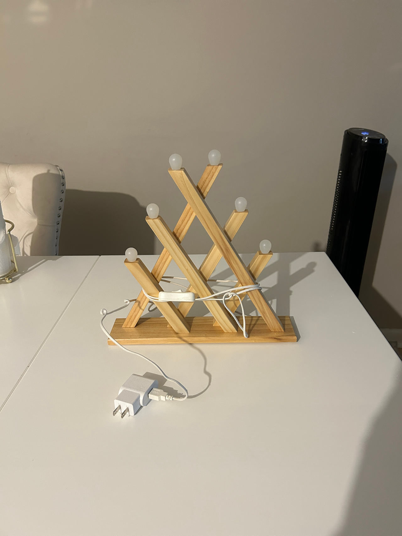 Wooden Geometric LED Table Lamp