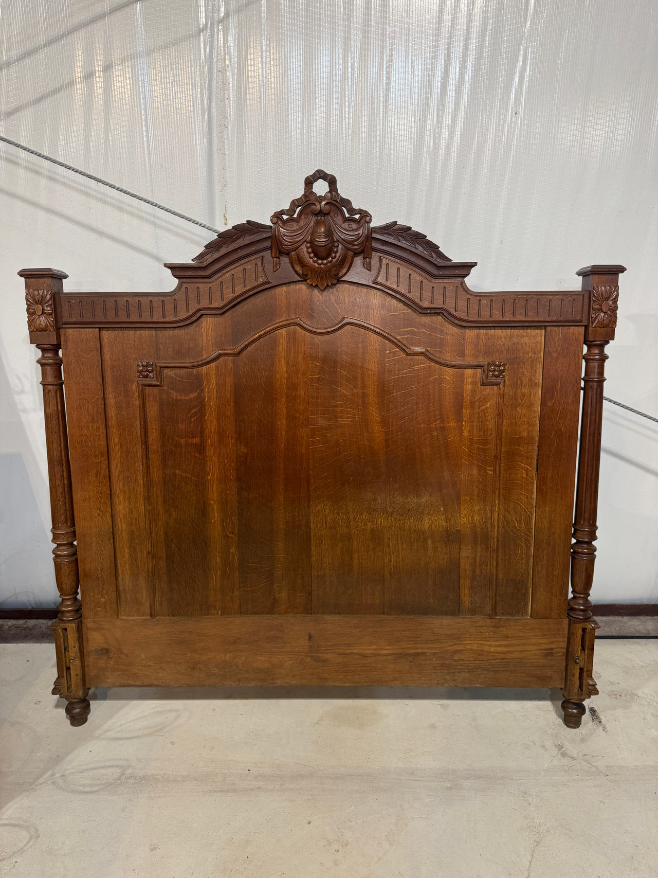 Antique Victorian Style Carved Oak Headboard