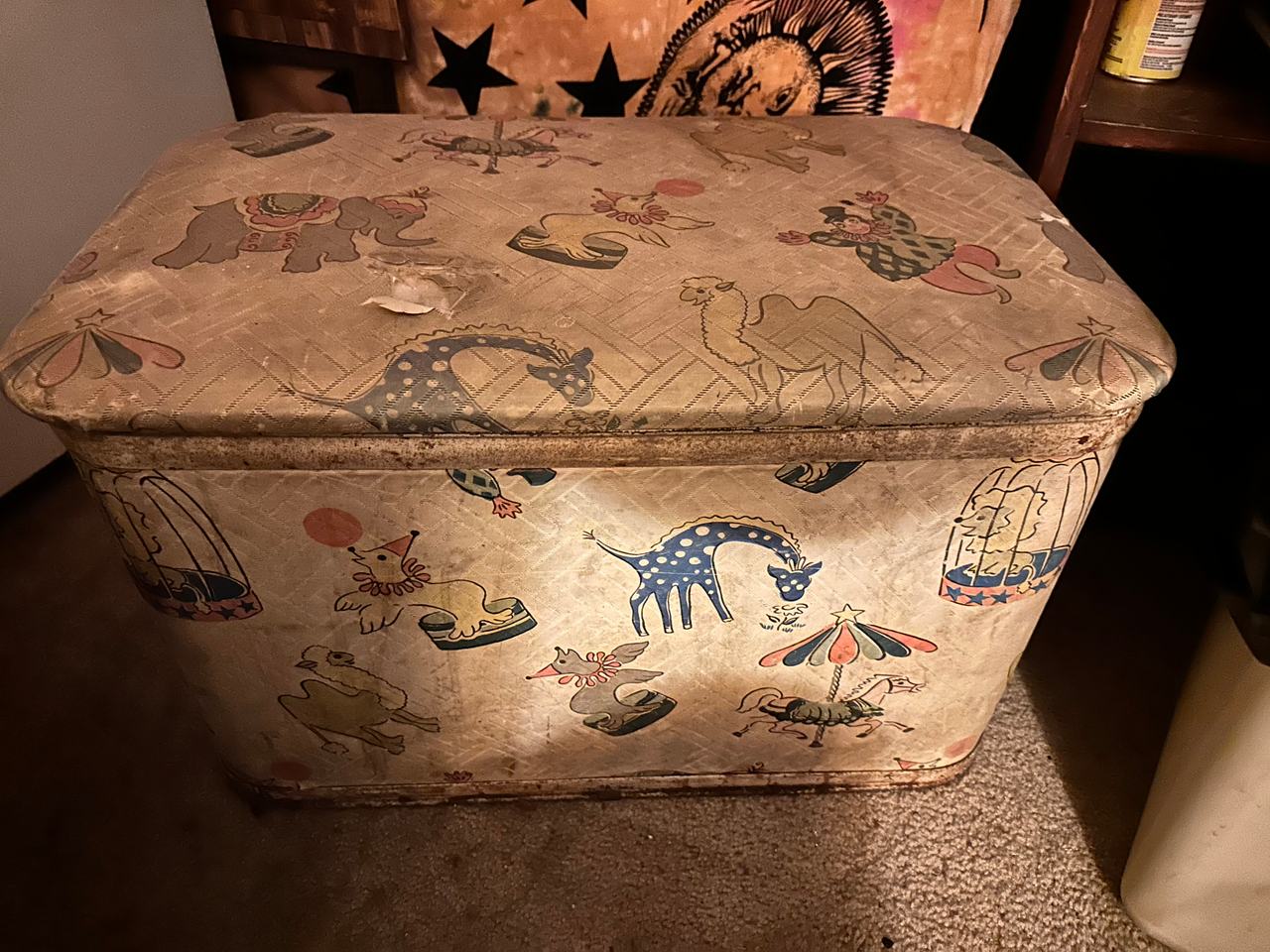 Vintage Metal Circus Toy Chest