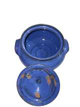 Cobalt Blue Ceramic Bean Pot with Lid - Image 2