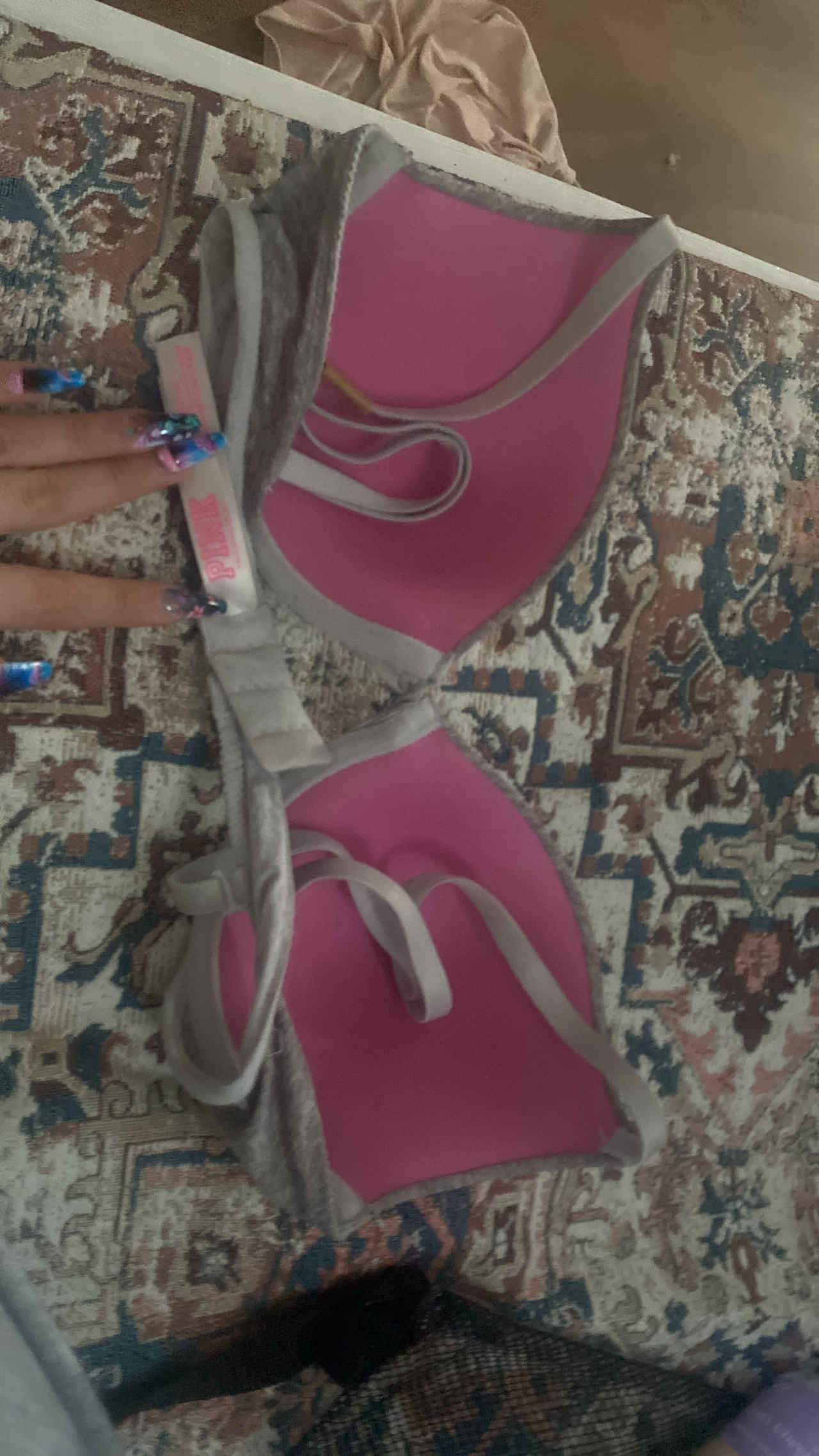 Pink and Grey Padded Bra