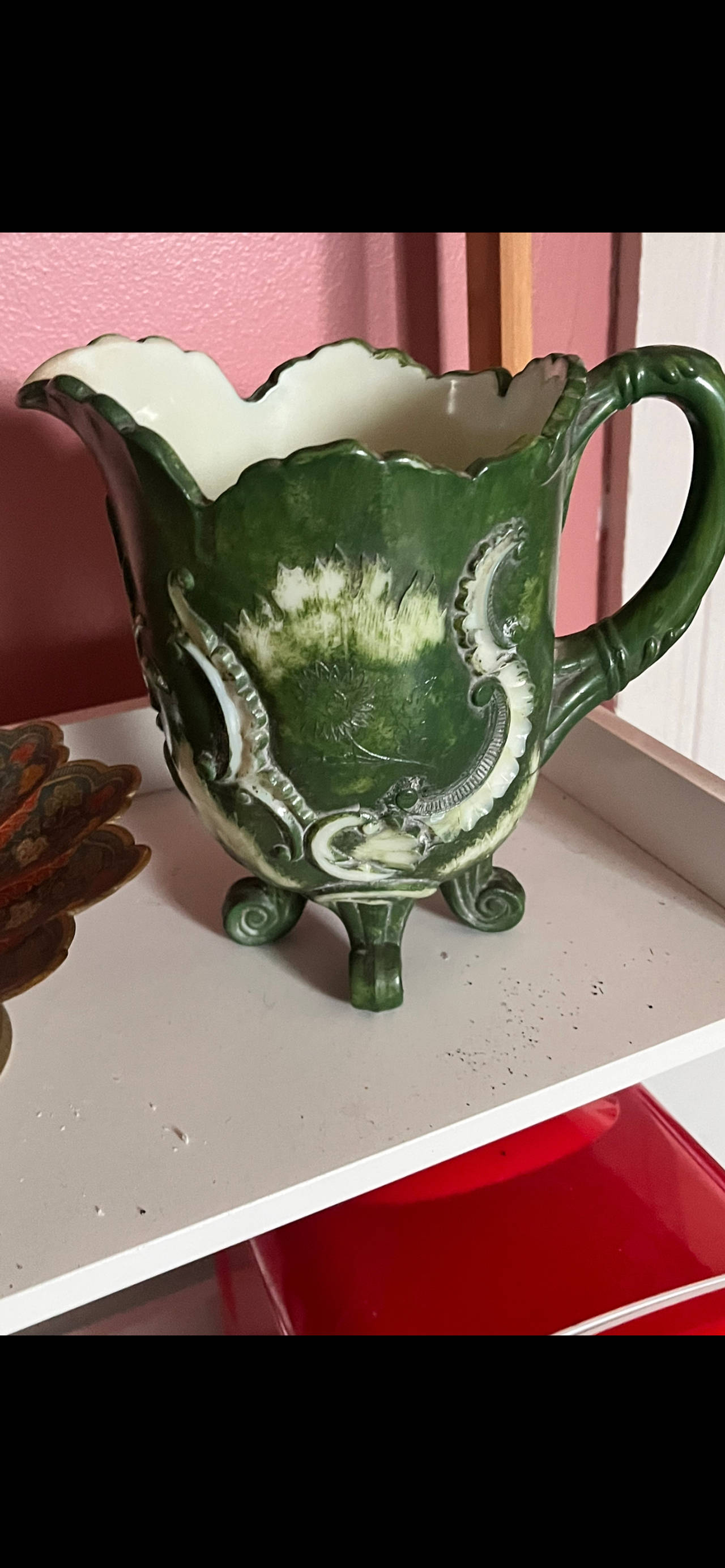 Roseville Pine Cone Green Pitcher 409-6