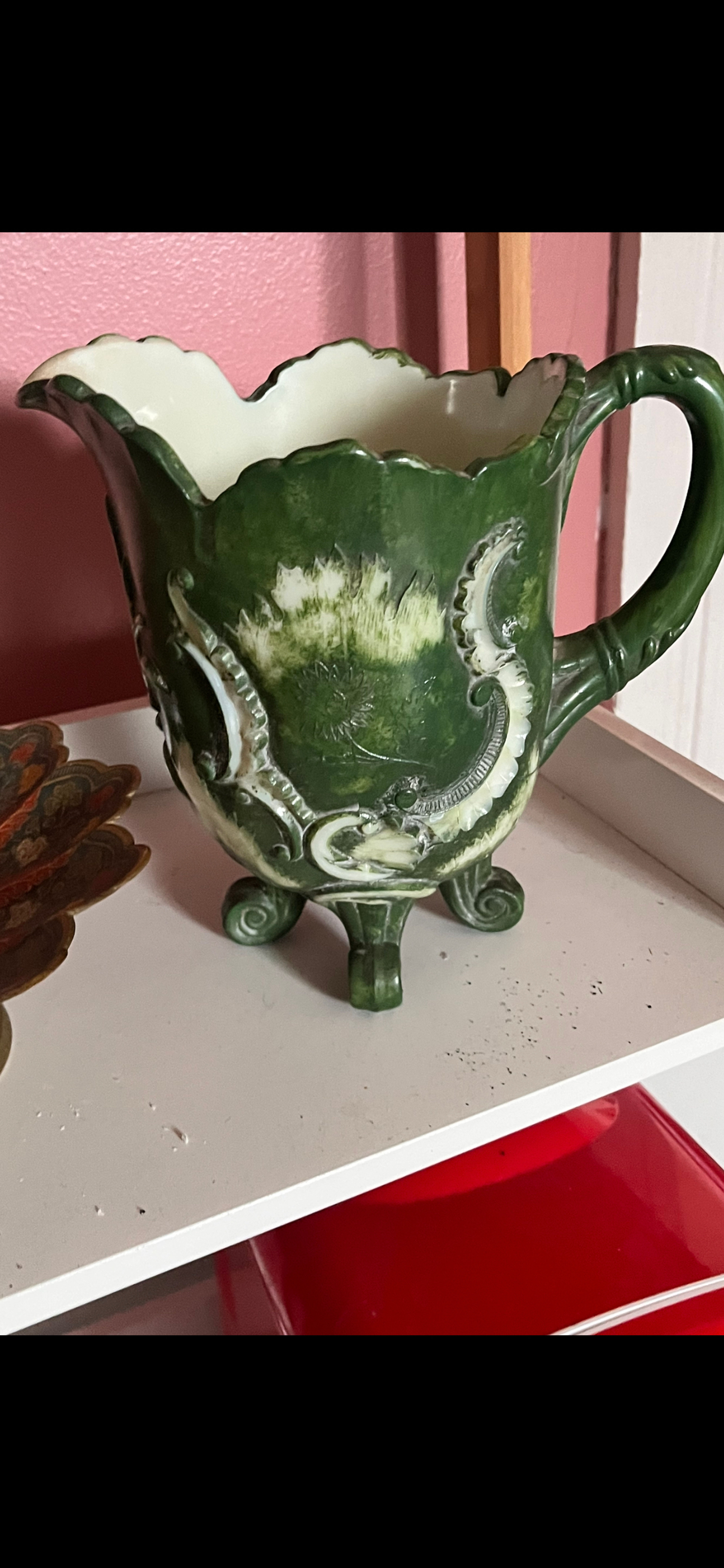 Roseville Pine Cone Green Pitcher 409-6