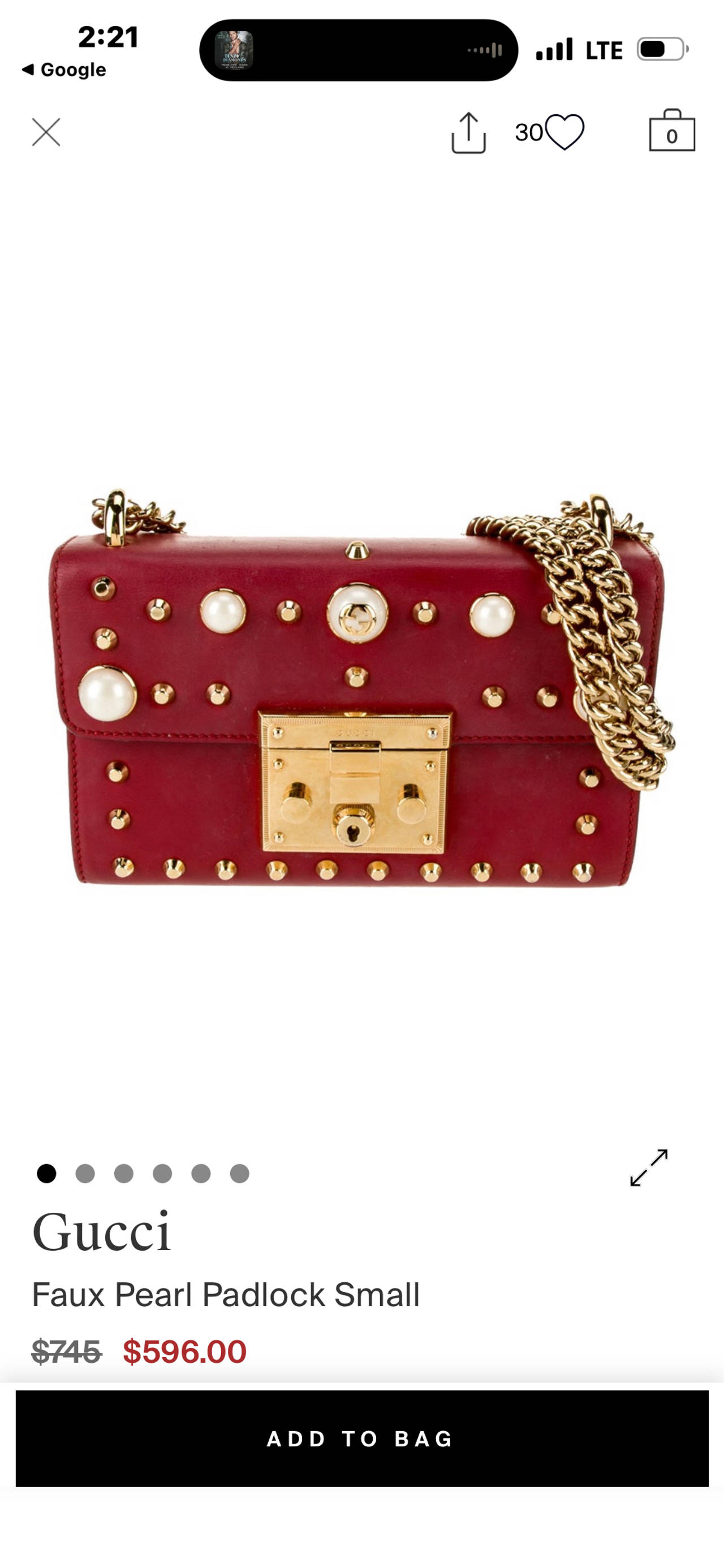 Gucci Faux Pearl Padlock Small