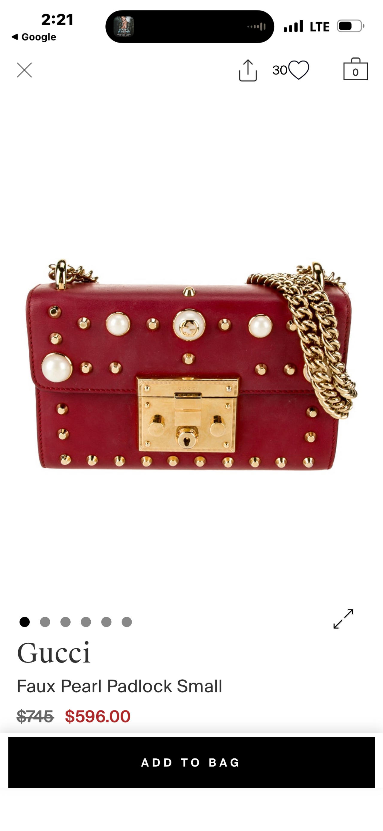 Gucci Faux Pearl Padlock Small