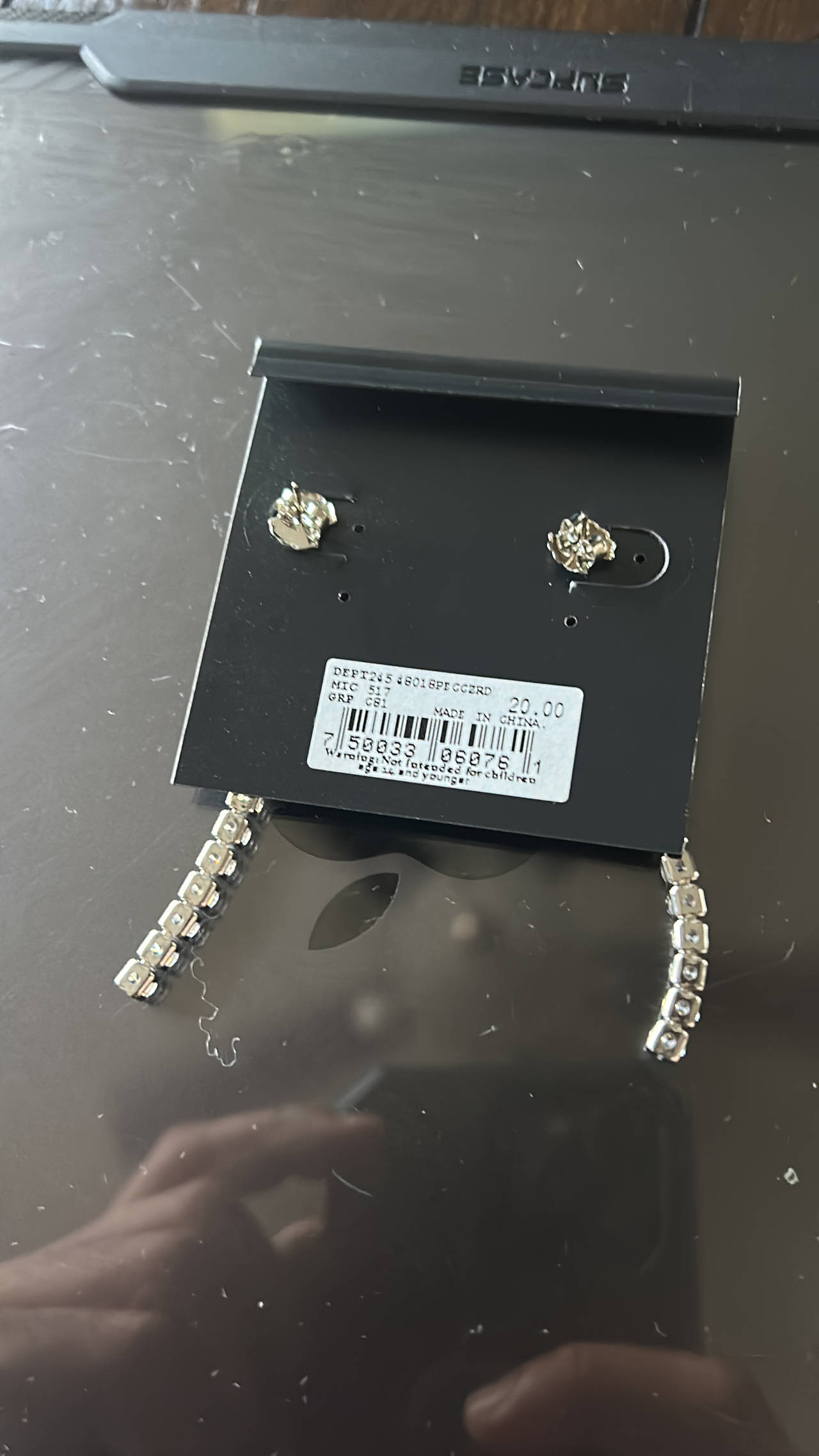 Silver-Tone Rhinestone Linear Drop Earrings